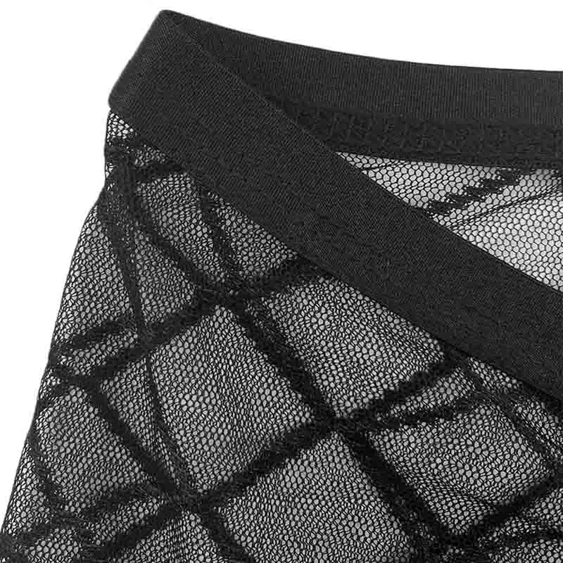 Men's Sexy Transparent Lace Panties Fishnet Sheer Boxer Shorts Breathable Low Rise Lingerie Exotic Costume Mesh Outfit image 6