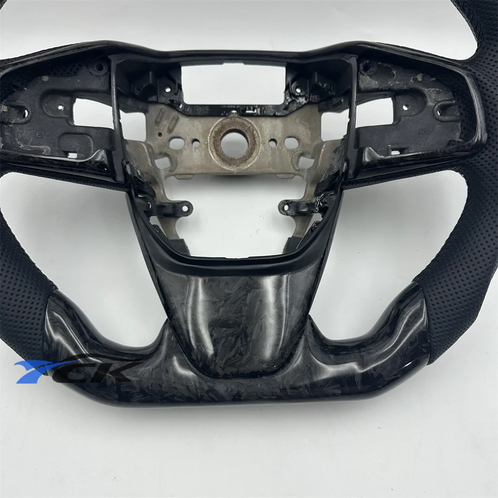 

Руль для Honda Civic 2016-2021, черные кованые автомобильные аксессуары из углеродного волокна, черные кожаные автомобильные аксессуары