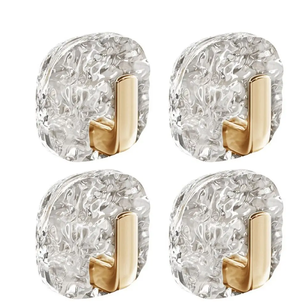 

4 pcs Transparent Acrylic Wall Hook Self Adhesive Waterproof Bathroom Hooks Punch-Free Wall Mounted Towel Rack Coat Hanger
