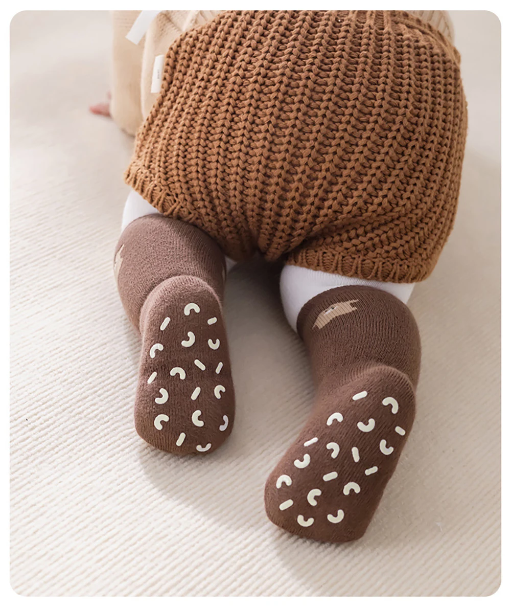 MILANCEL Kindersocken 0-5T Babysocken Winter Warme Verdickte Mädchen-Bodensocken Cartoon Kinder Rutschfeste Mittellange Socken – Detail 15