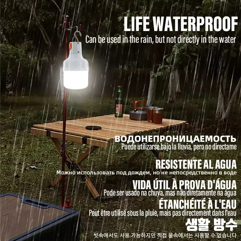 LED Camping Light 20W 40W 80W Camp Rechargeable Emergency Bulb Lighting Waterproof Energy-saving Bulbs Hanging Work Light Tent