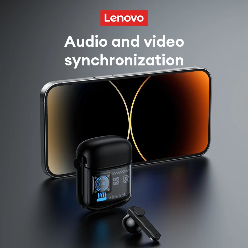 اختيار لينوفو LP53 TWS سماعات بلوتوث V5.4 سماعات أذن للألعاب الكمون المنخفض صوت HiFi مع سماعات رأس ستيريو ثلاثية الأبعاد طويلة التحمل
