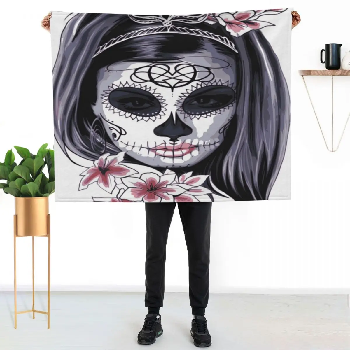 day of the dead Skull (dia de los muertos calavera) Throw Blanket Thin Warm Luxury St Quilt Weighted manga Blankets