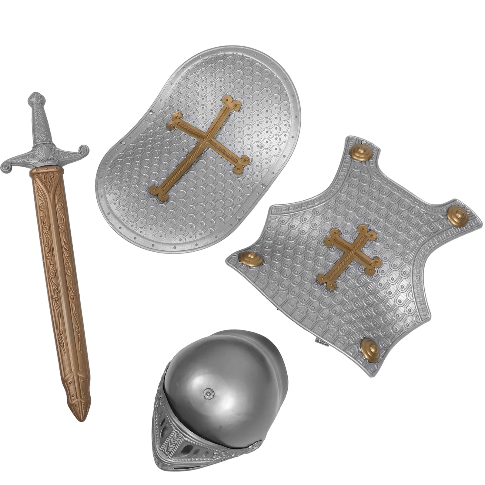 

Retro Roman Armor Kids Shield Set Sturdy Plastic Material Realistic Appearance Safe Toy Boys Girls Party Play Parent