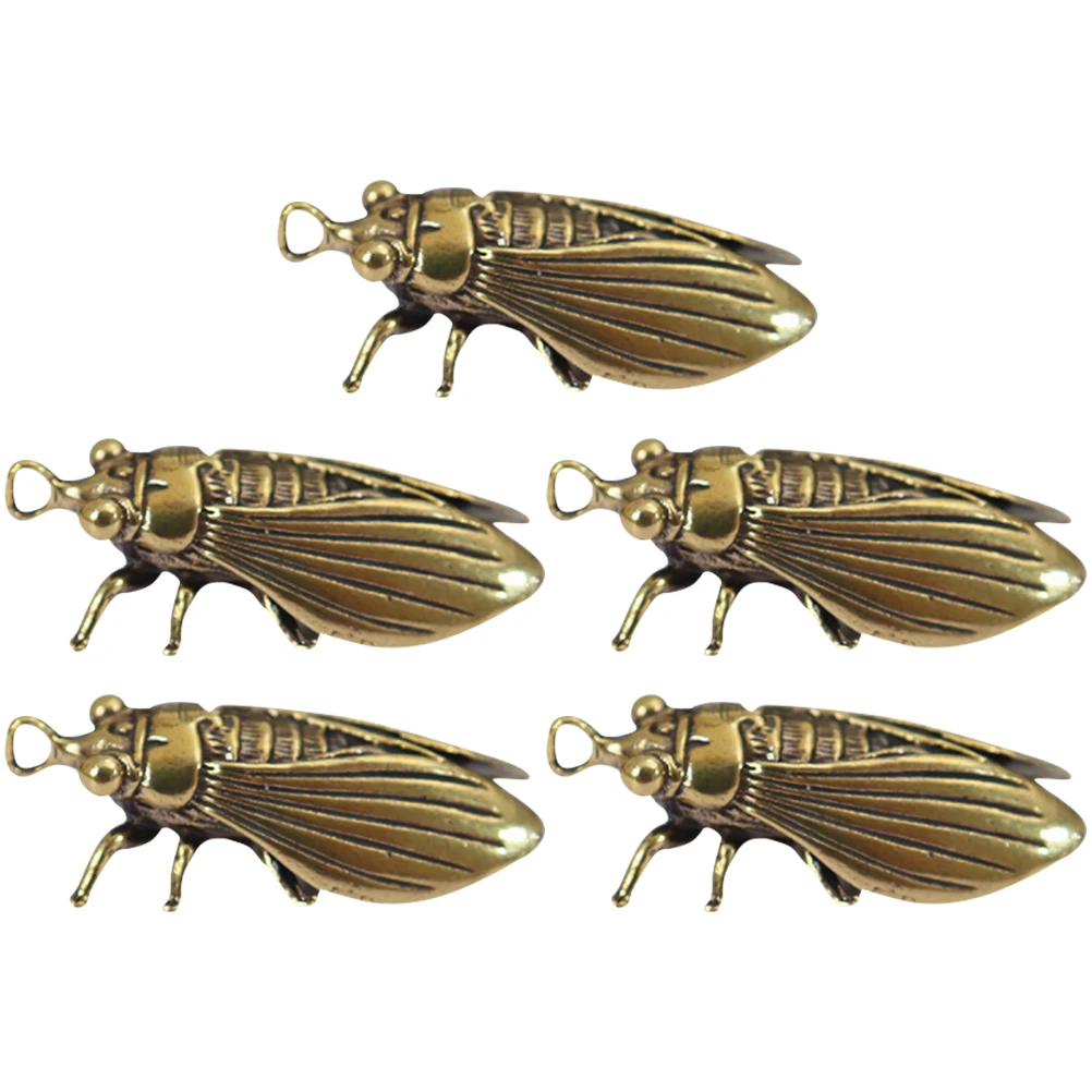 

5pcs Key Pendant Cicada Keychains Brass Durable Desk Ornaments Car Decor Ideal Companion Keys Bags Phone Jewelry Parts