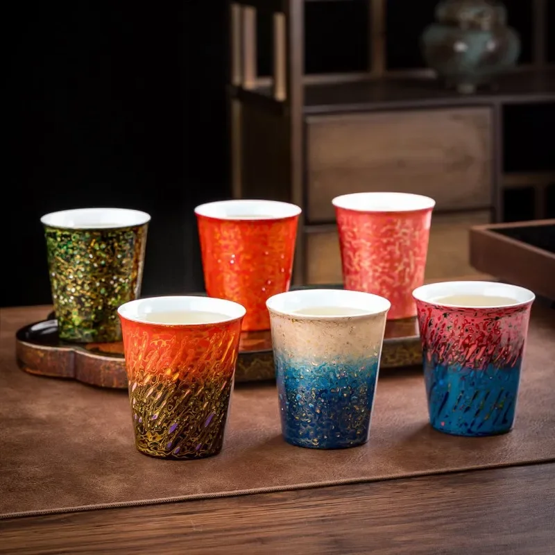 Master handmade large paint water cup teacup Chinese high-end lacquer ware personal special tea set tea cup gift box