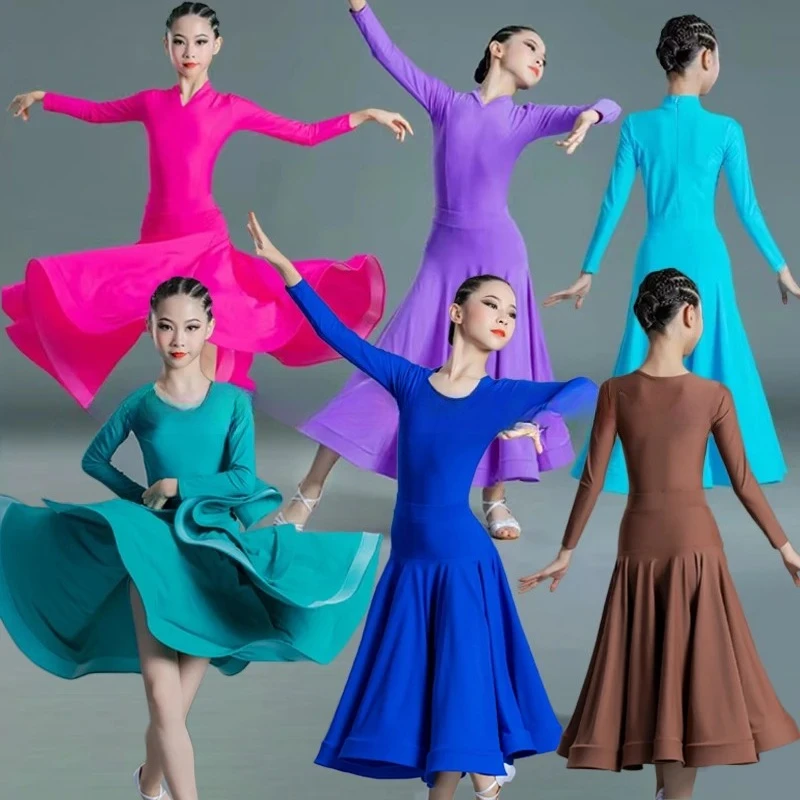 

Multiple Colors Ballroom Dance Dresses Waltz Modern Standard Dance Stage Wear Competition Training Suit Line Dance Skirt VDL736