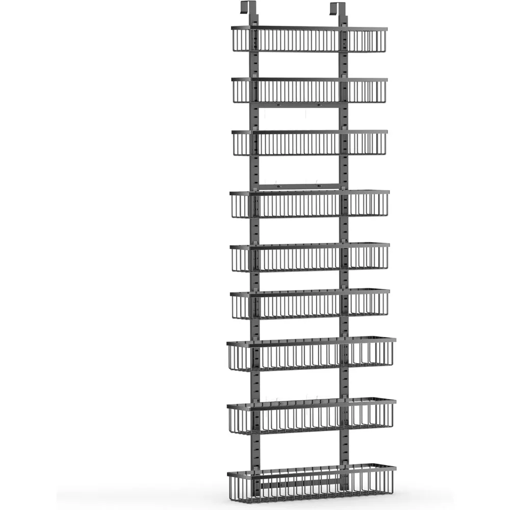 9 طبقات فوق الباب مخزن منظم سلة معلقة جدار رف توابل رفوف التخزين للمطبخ الحمام غرفة نوم المنزل #4