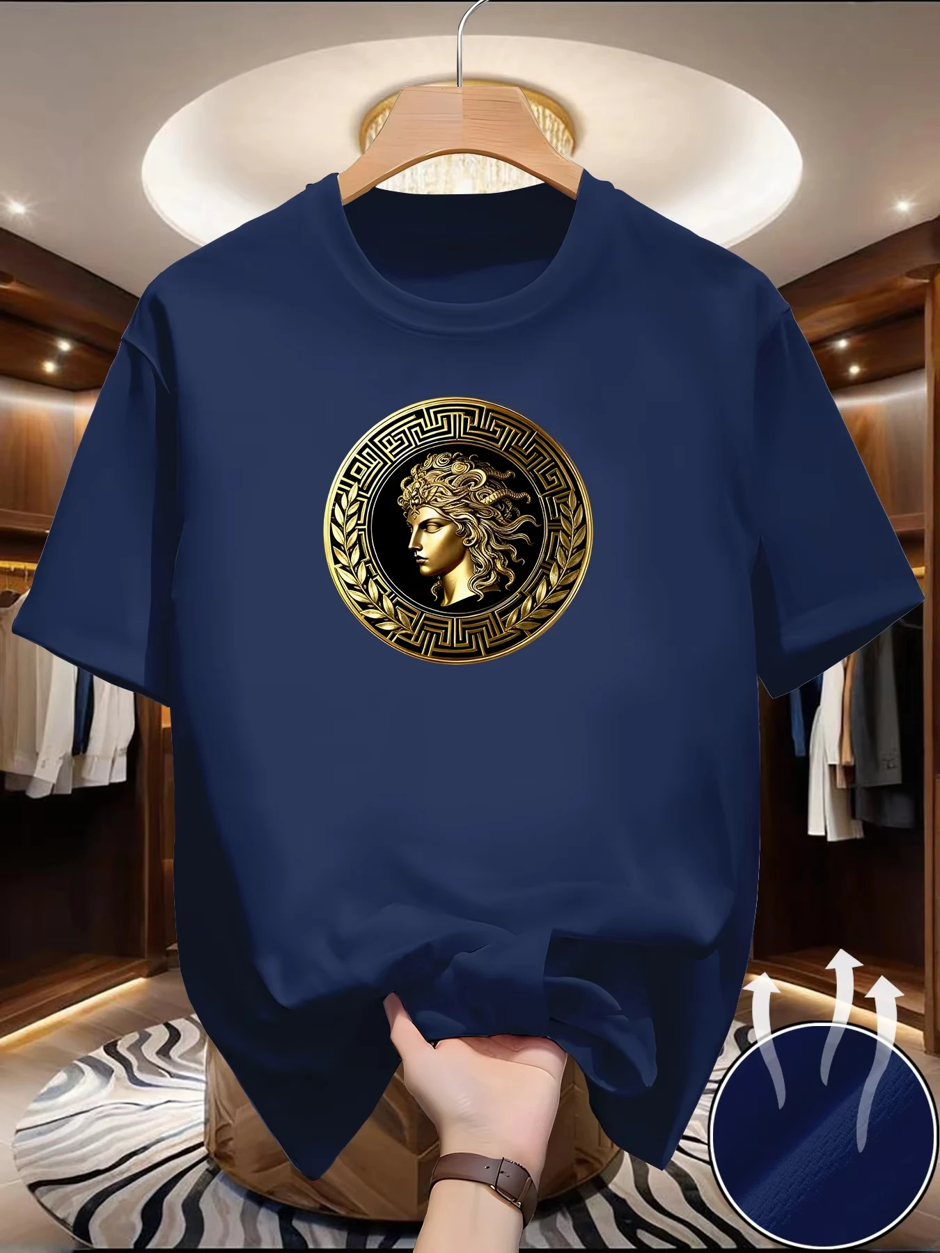 Men's Side face beauty print T-shirt Summer Outdoor Casual Sports Quick Drying Short Sleeve Top Europe Size