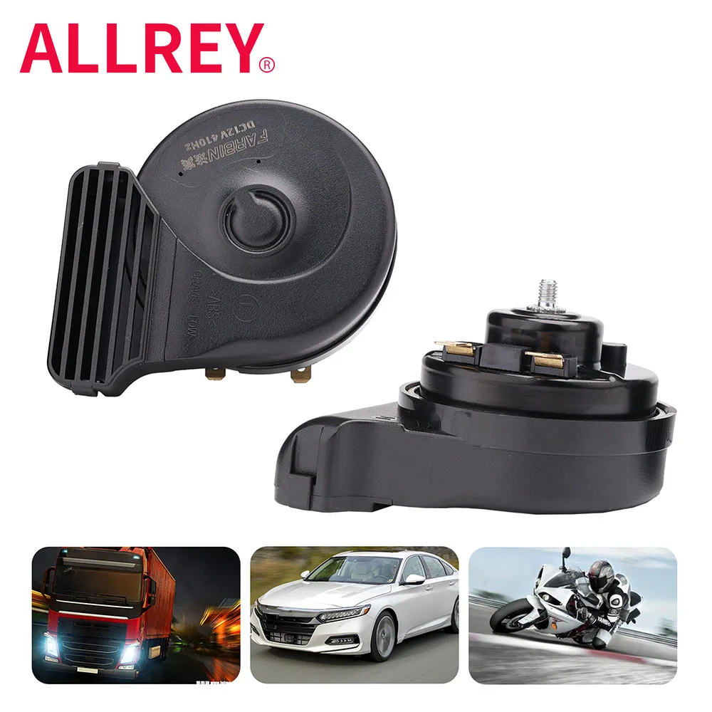 

ALLREY 2Pcs With Grid 12V Car Horn Loud Dual Tone Electric Snail Horn Kit With Relay Harness and Switch Button Alarm Signal