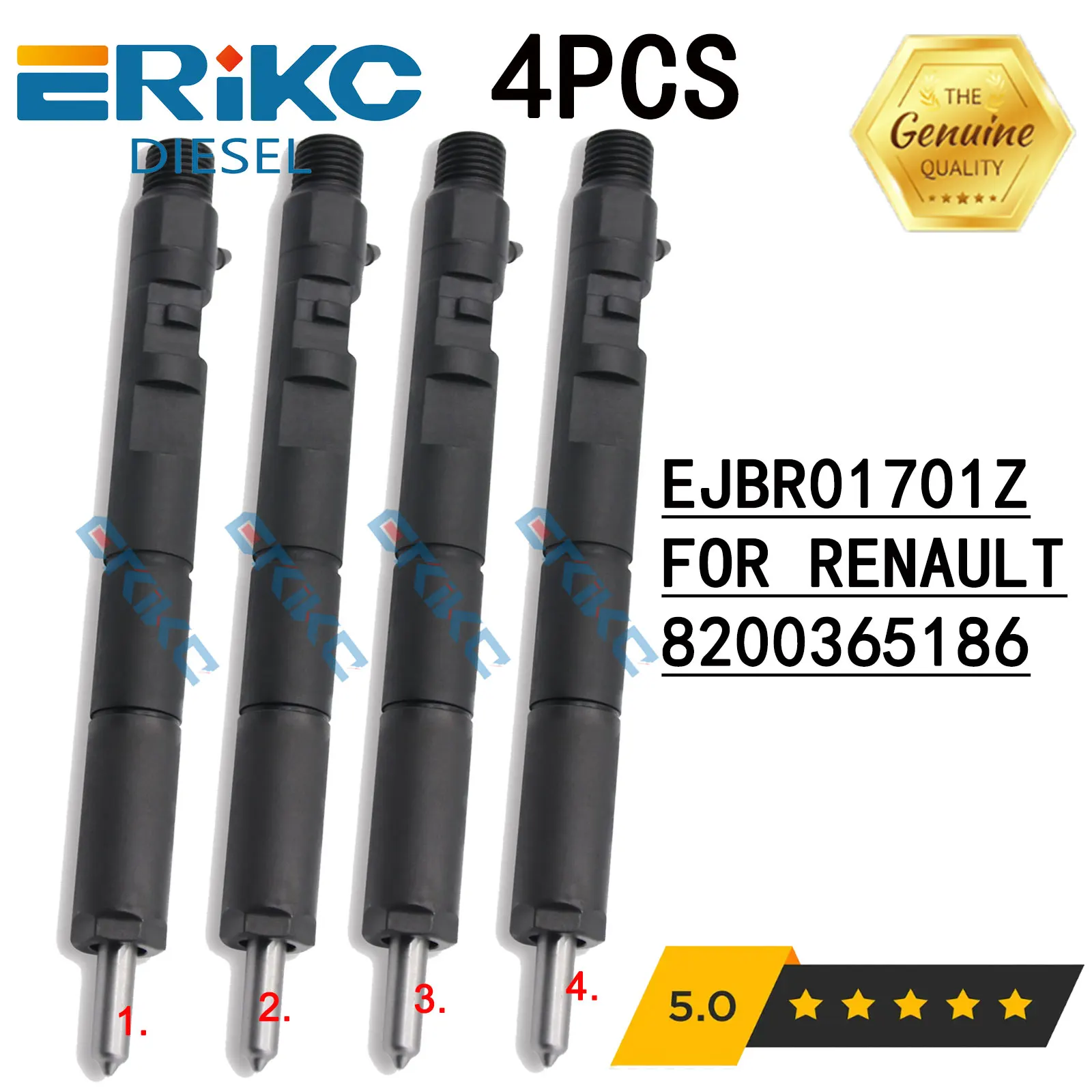 4PCS EJBR01701Z Common Rail Injection Set EJBR0 1701Z Diesel Injector EJB R01701Z for RENAULT 8200365186