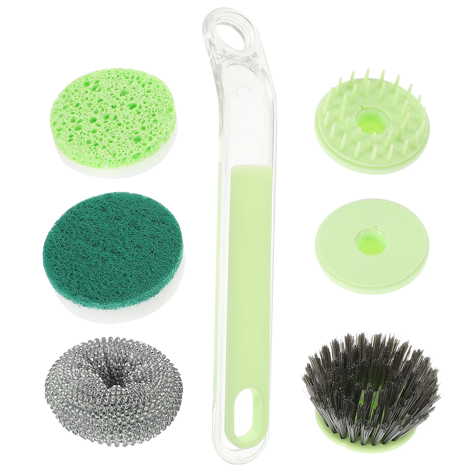 

Pot Brush Wire Ball Replacement Scrub Long Handle Dishwasher Kitchen Tool Green Multifunctional Baking Pan Cookware Cleaning