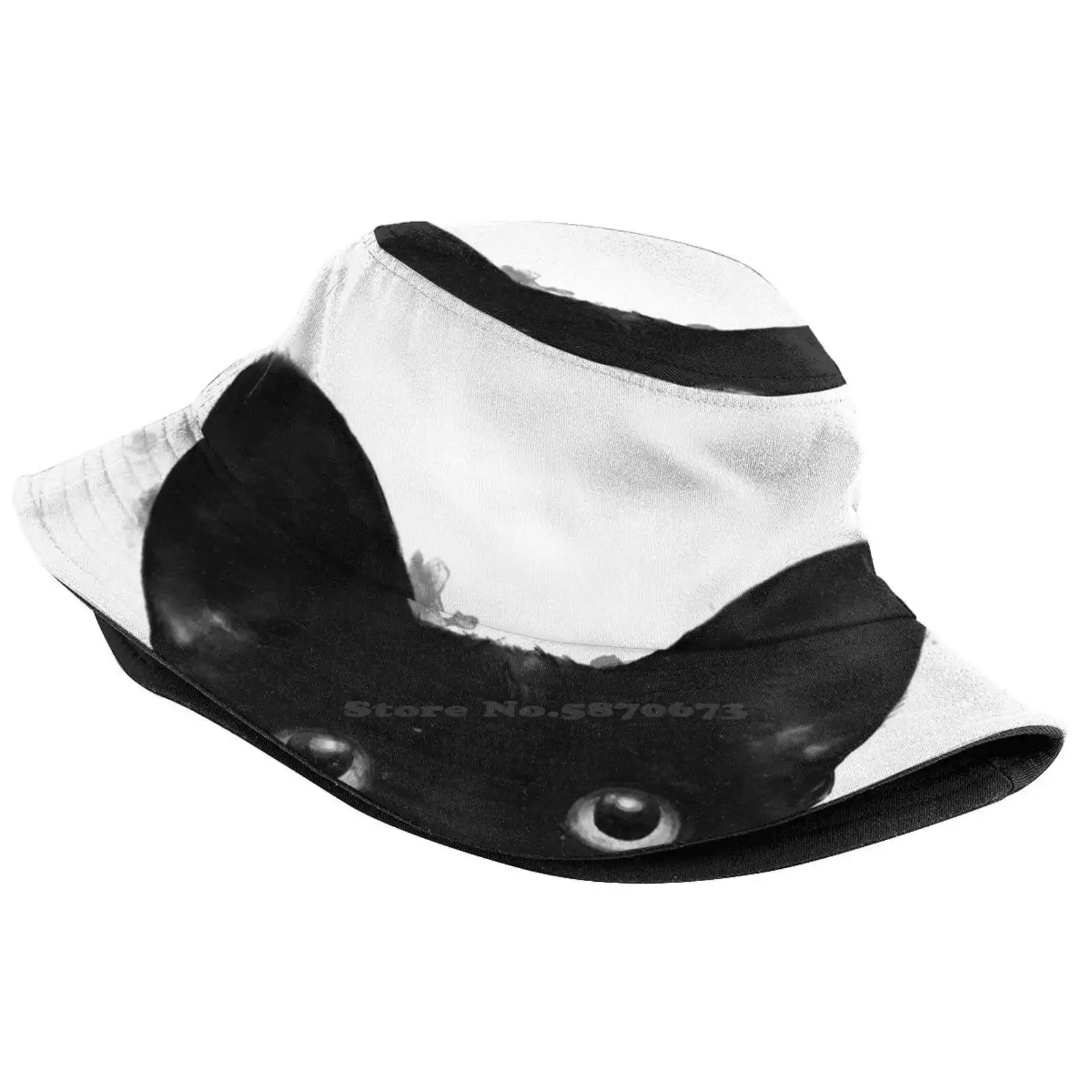 Are You Awake Yet ? Unisex Summer Outdoor Sunscreen Hat Cap Kitten Minimalist Black And White Halloween Cute Spooky Watercolour