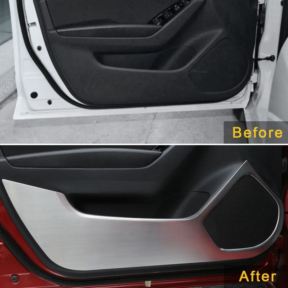 For Mazda 3 Axela BM BP 2017-2023 Car Accessory Stainless Steel Inner Door Anti-kick Pad Cover Trim Frame Decoration Molding