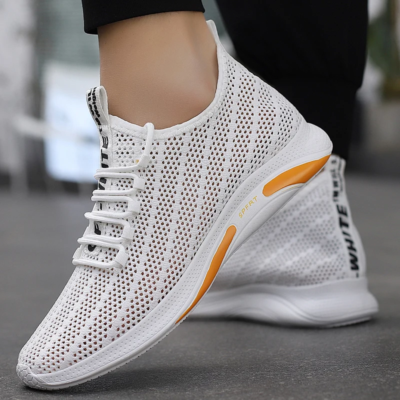 Summer Men Elevator Shoes Breathable Hollow Out Height Increase Sneakers Men Shoes Hidden 7cm Outdoor Leisure Taller Shoes