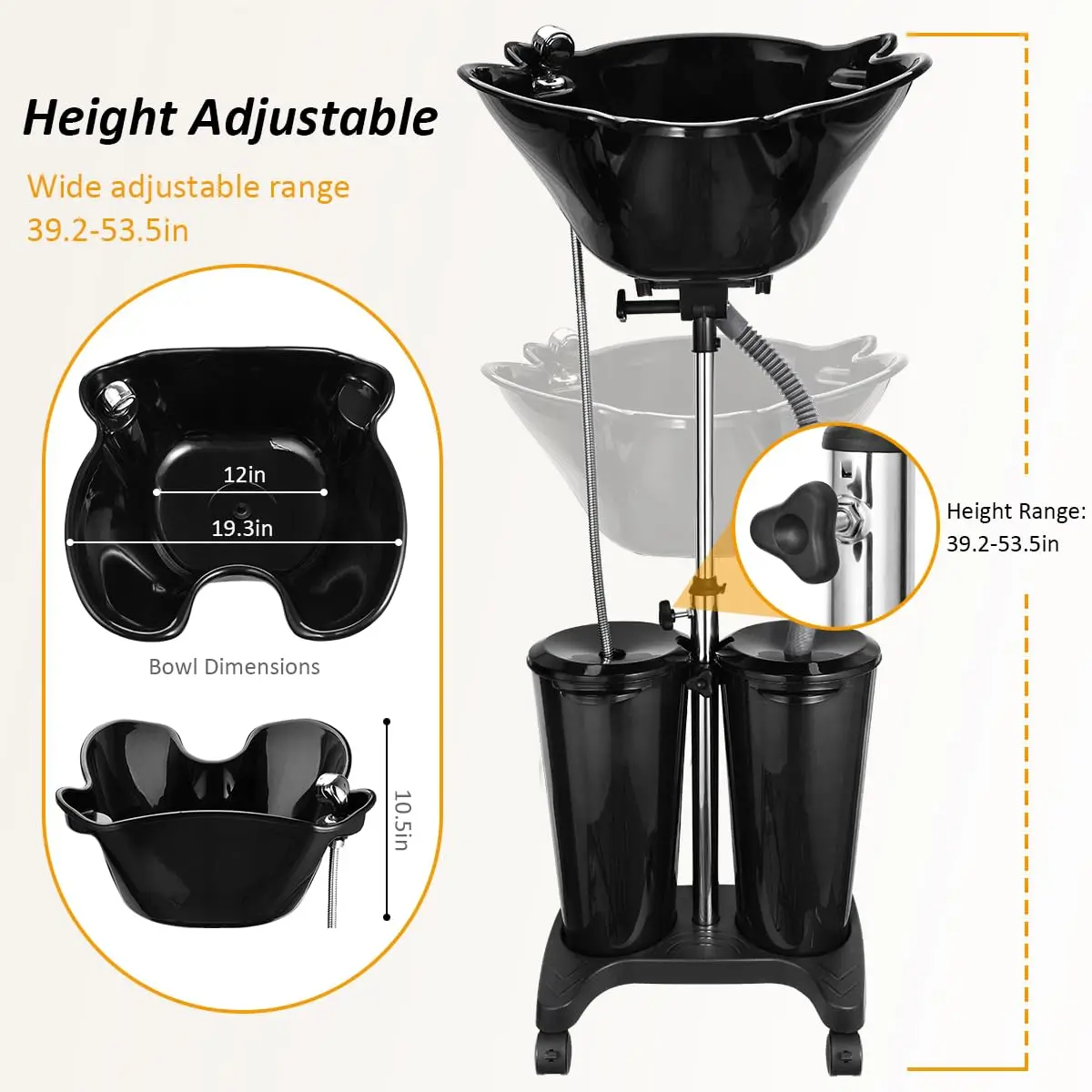 Wholesale Removable Hairdressing Wash Basin Mobile Salon Shampoo Sink With Water Container