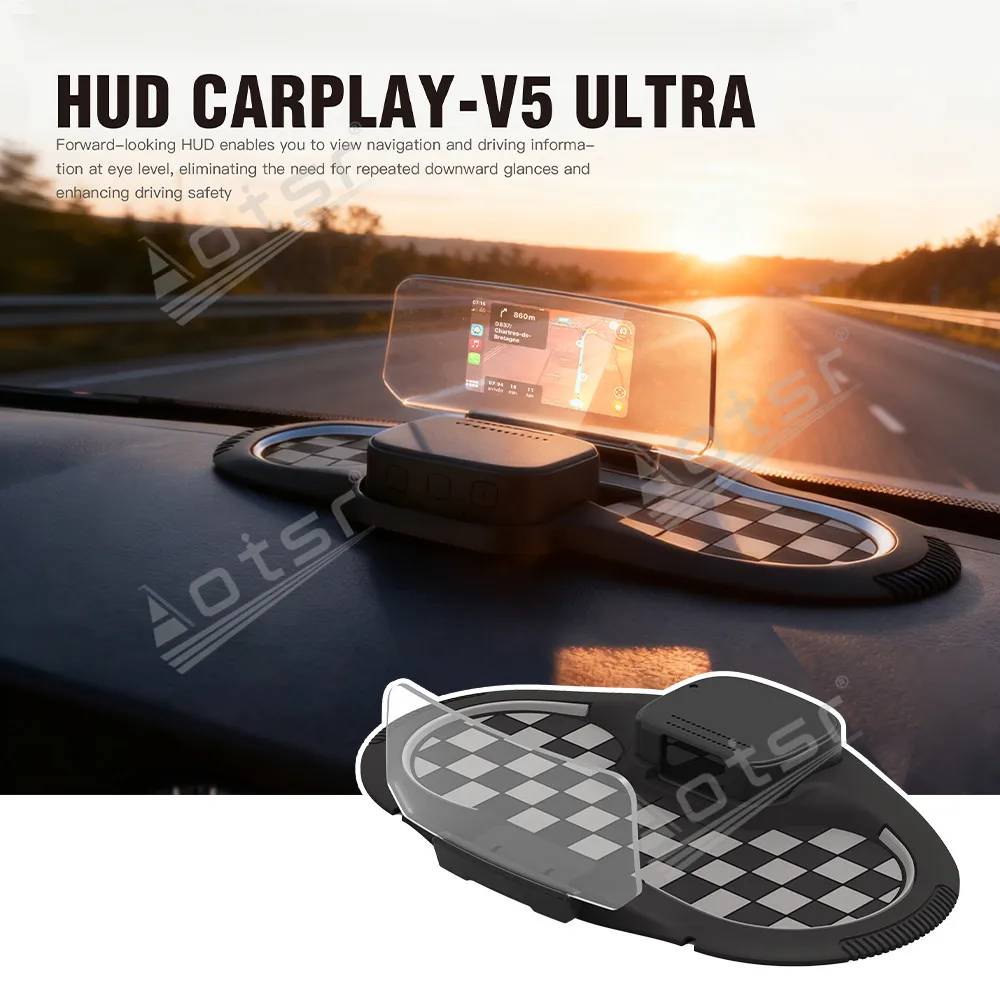 Car HUD Head Up Display Wireless Charger 15W Universal Auto GPS Navigation Speedometer Projector OBD2 Windshield Projection