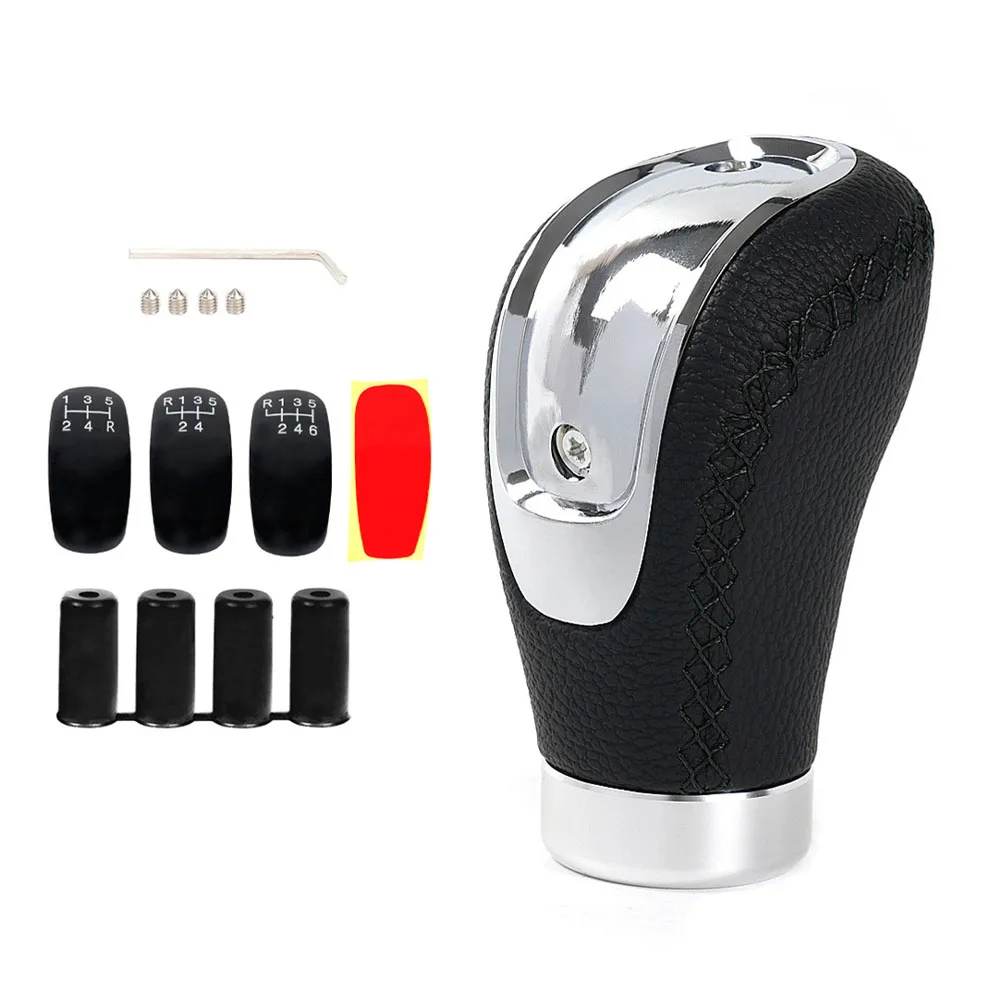 5 6 Speed Compatible Wide-Fit Shift Knob Faux Leather Cover ABS Construction Engraved Speed Markings Comfort Grip