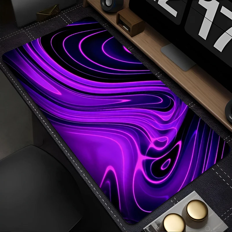 Office Mouse Pad Gamer High-quality rubber base Computer Desk Mat Large Gaming Pad Purple Black Abstract Fluid Extended Mousepad