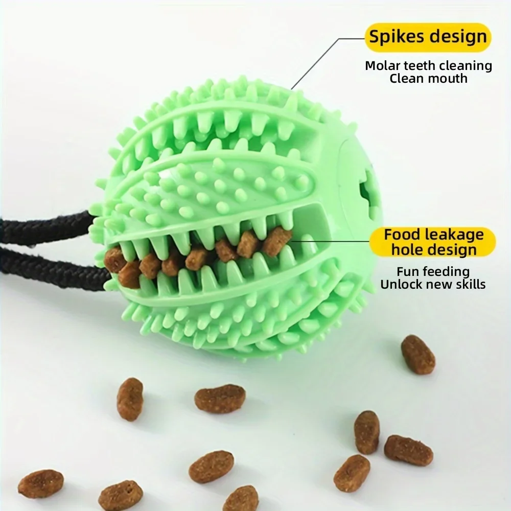 Interactive Dog Suction Cup Toy Sound Food Dispenser Rubber Ball Puzzle Training Toy Durable Tug Of War Pet Plaything