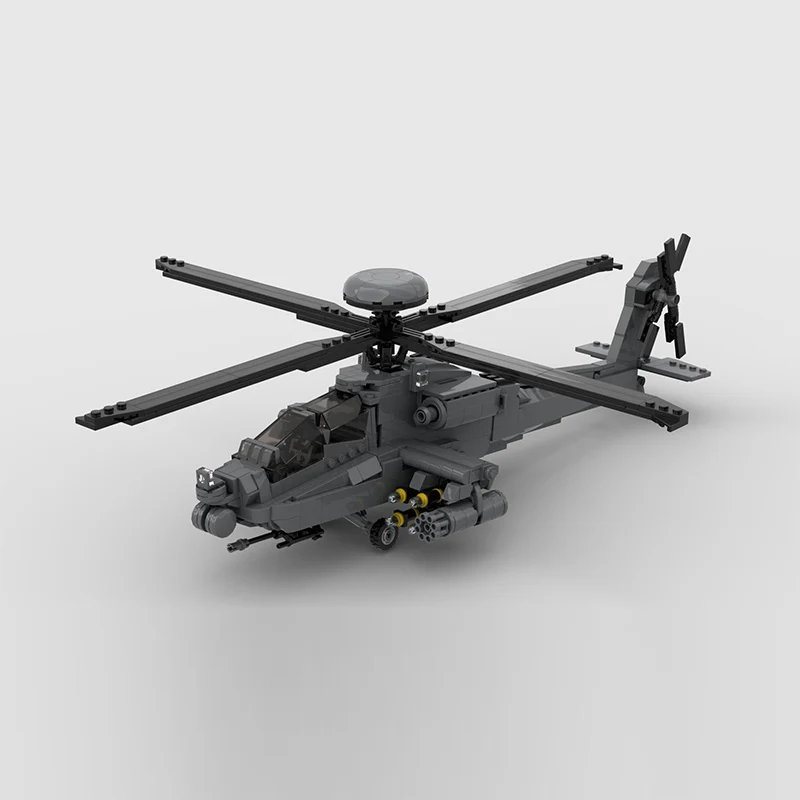 qwert AH-64 Attack Helicopter Model MOC Building Bricks War Equipment Modular Technology Gifts Holiday Assemble Children Toys