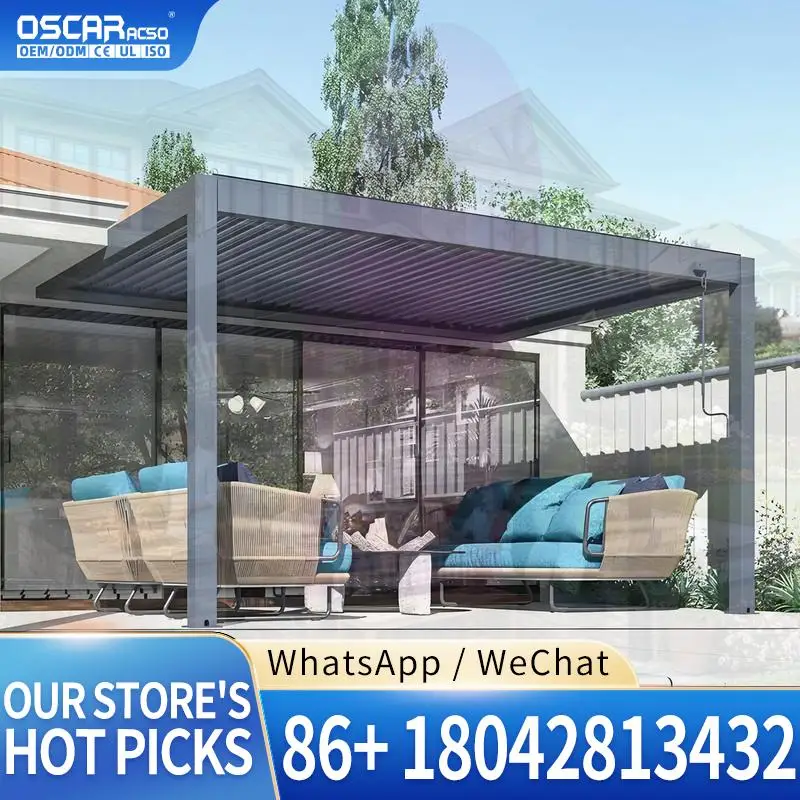Manual Outdoor Modern Gazebo with Aluminium Louvered Roof for Sunshade Pergola in US Backyard Garden Patio pergola