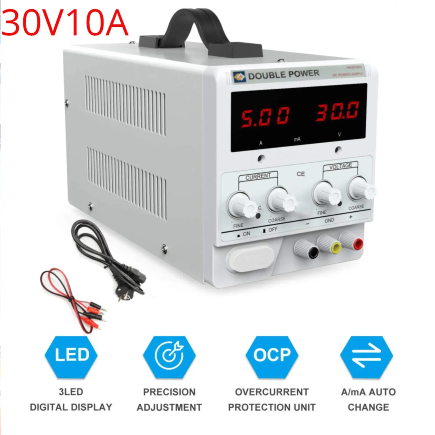 220v EU 220V 30V10A  Adjustable Digital DC power supply 30V 10A Laboratory Switching Power supply laptop phone repair Rework