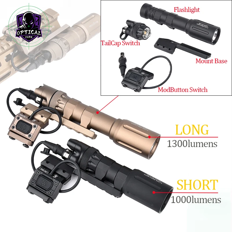

WADSN Tactical Light Weaponlight Flashlight 1000LM 13000LM With ModButton Pressure Switch Picatinny Mount Base For M300 M600