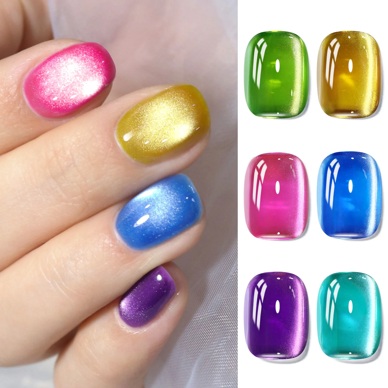 ولد جميلة 6 قطعة النيون كريستال مطرز القط المغناطيسي هلام مسمار مجموعة طلاء الأظافر شبه دائم نقع قبالة UV LED الورنيش تصميم صالون أطقم #3