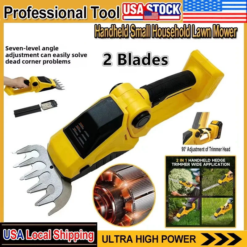 

Fit Dewalt 2 IN 1 Cordless Hedge Trimmer for 20V Battery Handheld Household Shrub Weeding Pruning Mower Garden Tools