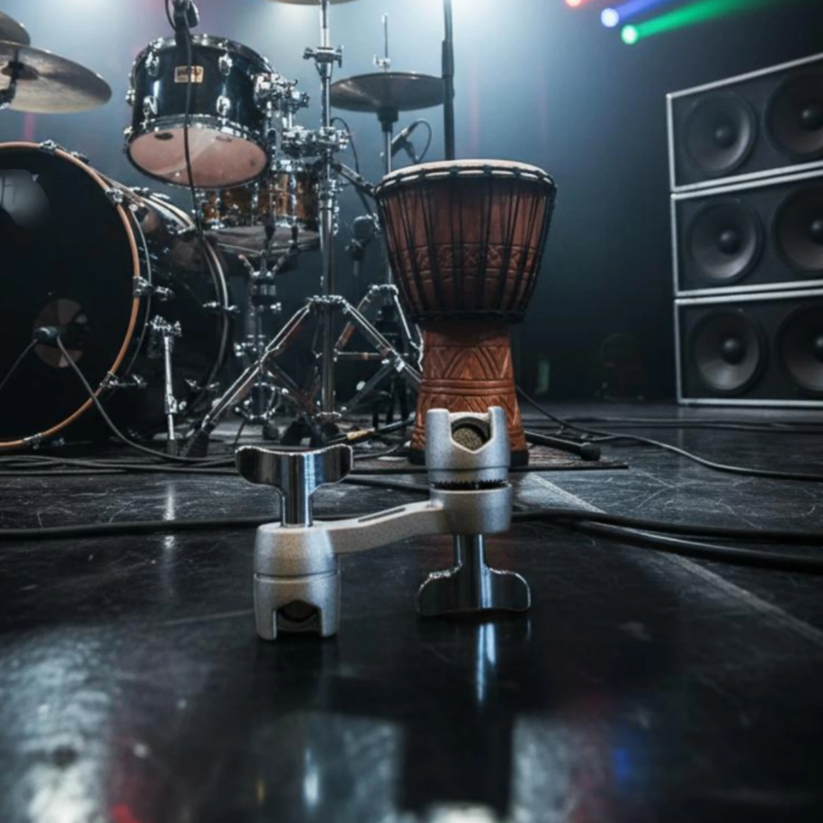 

Double Swivel Clamp Multi-Angle Adjustable Double Drum Clamp Music Accessory Easy to Install for Practice Room, Stage Setup