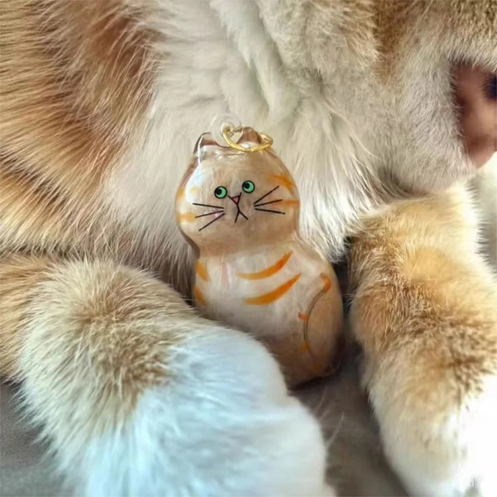 Small Ornaments Cat Fur Storage Pendant Cute Cat Shaped Handmade Design Creative Keychain DIY Accessories Bright Link Capsule