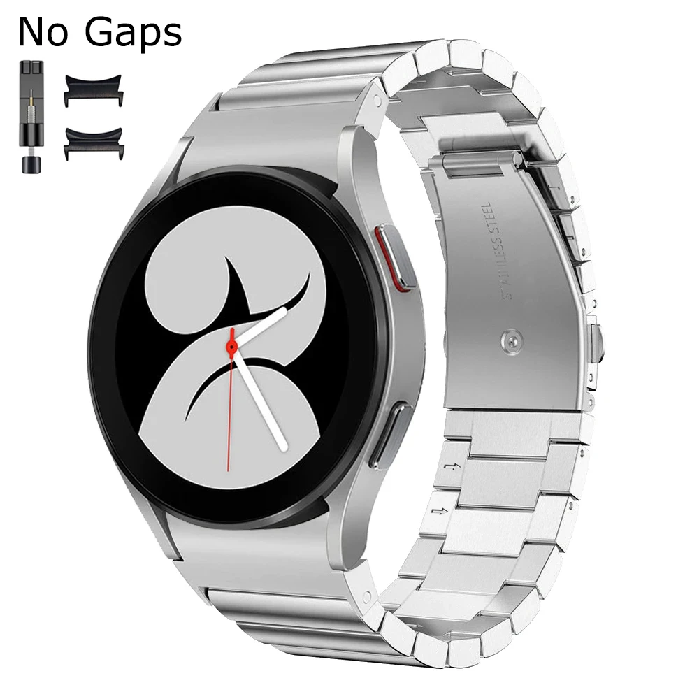 Curved End Strap For Samsung Galaxy Watch 4 Classic 46 42 40 44mm Stainless Steel Band For Watch5 Pro 45mm No Gap Link Bracelet