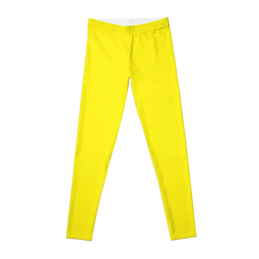 Bright happy lemon yellow color solid plain block colour Leggings Pants sport Women's push up Womens Leggings