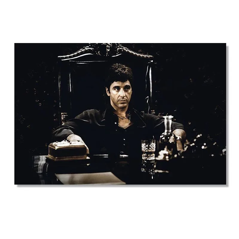 Large Size Classic Scarface Movie Poster and Prints Tony Montana Portrait Oil Canvas Painting Wall Art Pictures For Home Decor