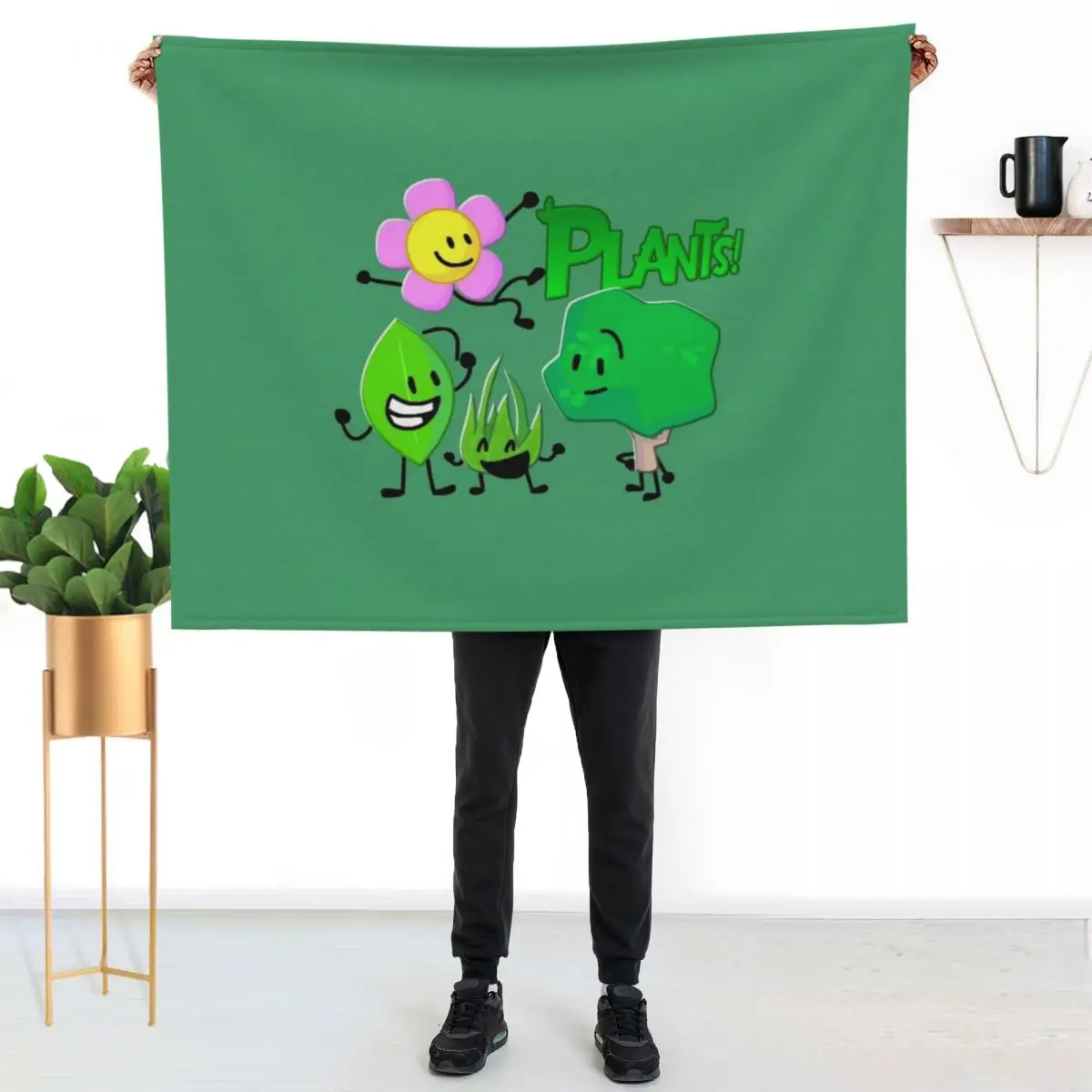 

BFDI Plant Characters Throw Blanket Shaggy Furry Soft Blanket for Bedroom Living Room