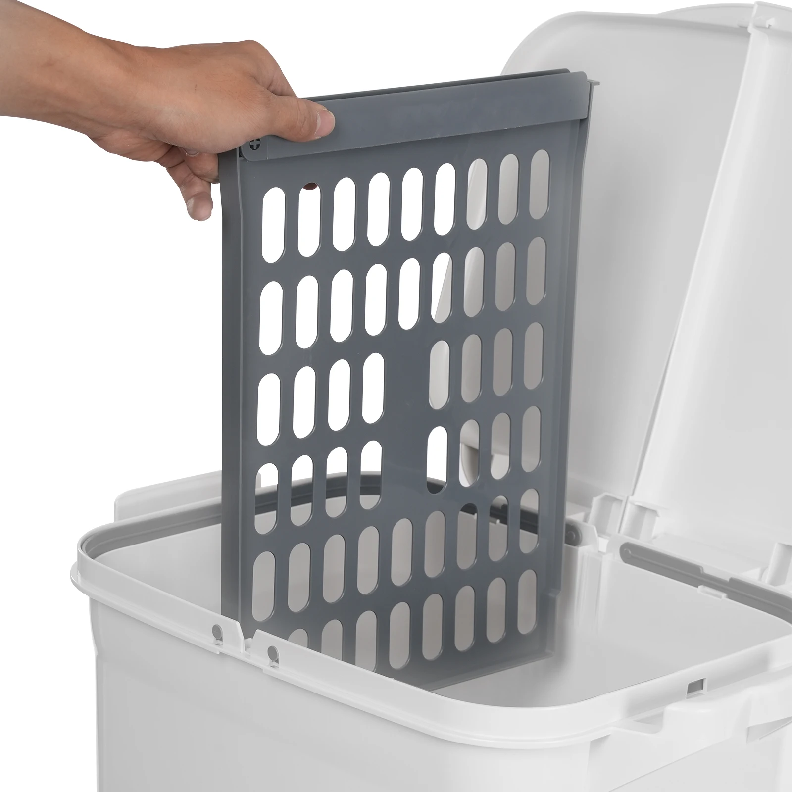 Weißer 45-Liter-Mülleimer aus PP, klassifiziert, Küchen-Mülleimer, Sortier-Mülleimer, vertikaler Mülleimer für Küchen, Schlafzimmer, Badezimmer – Detail 5