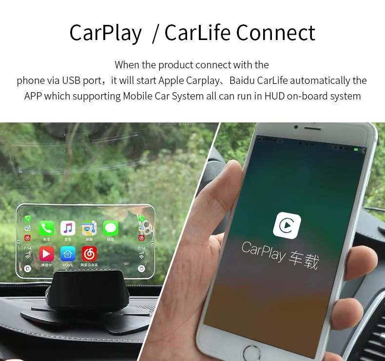 Cartrend OBD CarPlay Android Auto HUD Head Up Display for Buick To Yo Ta Hon da Hyun dai AR VW Jeep Chevrolet