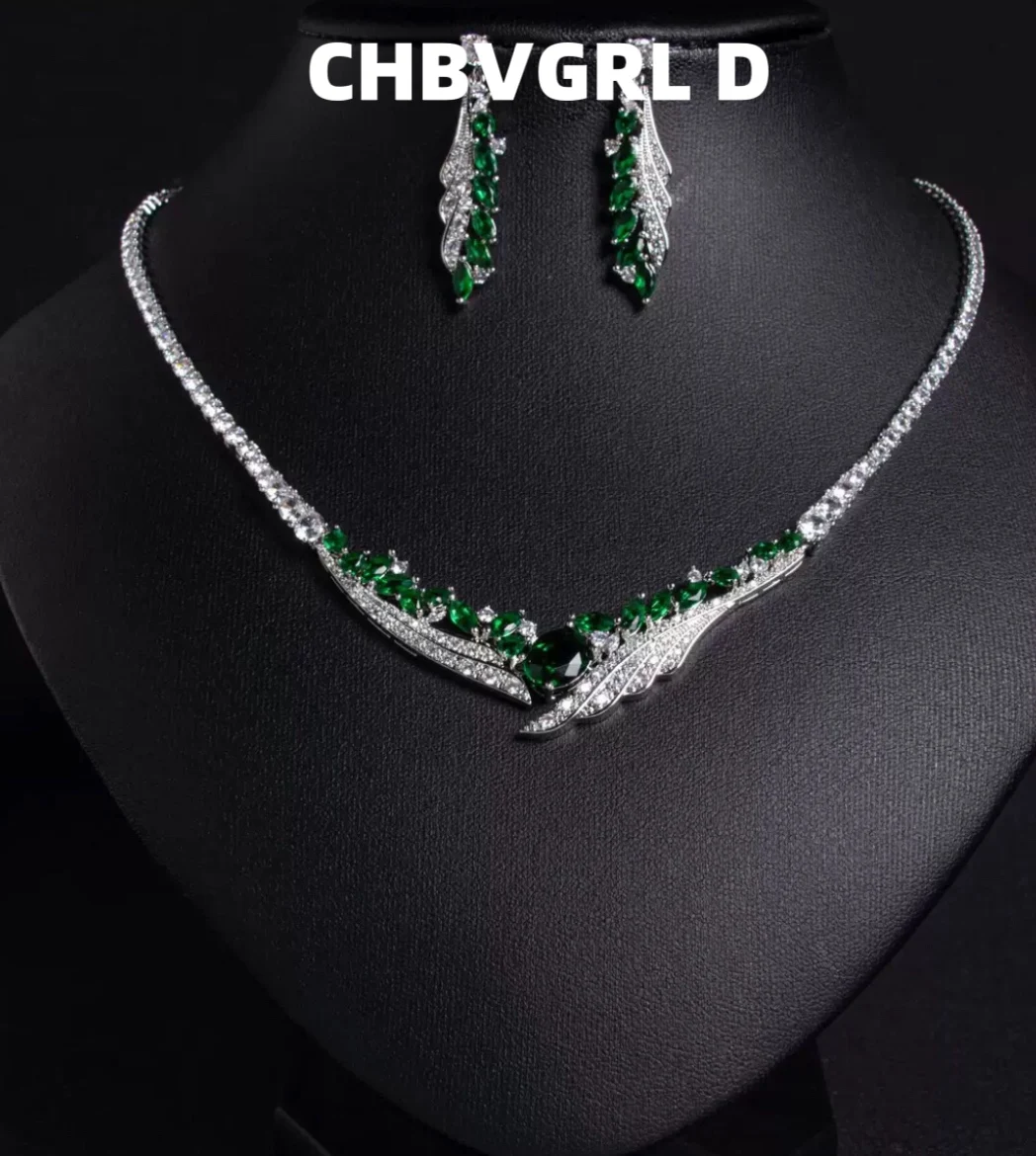 

[Angel] Female Simple Angel Wings Party Zircon Full Diamond Necklace Earrings Pendant Set Wedding Bridal Gown Accessories