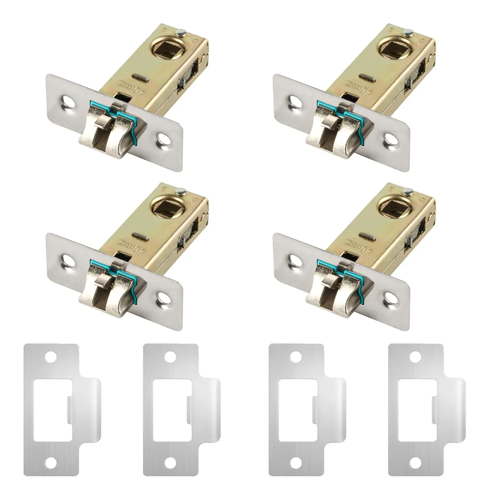 

4 Sets 45mm Polished Tubular Mortice Latches - Internal Door Locks with Sprung Lever Handles