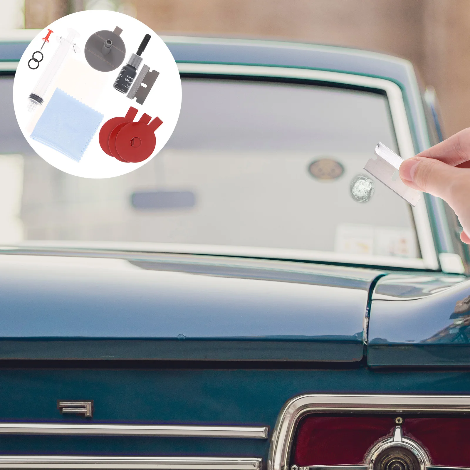 

1 set Windshield Repair for Chips Cracks Auto Windshield Crack Repair Glass Tool Red Professional Adhesive Solution