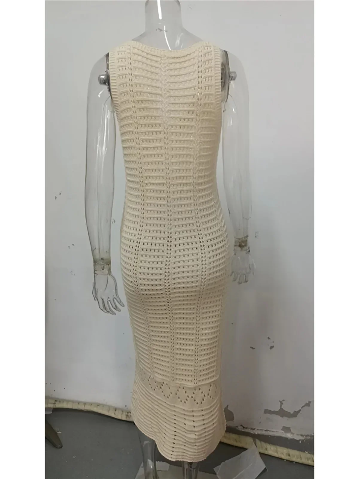 S - XL 2024 cuello en V ahueca hacia fuera la túnica de punto de ganchillo para cubrir la playa vestido de playa ropa de playa ropa de playa mujer K5699