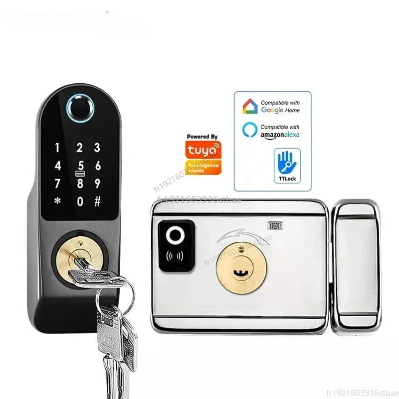 Security Home Gate Door Keys Entry RFID Card Code Password Tuya Wifi TTlock Smart Door Lock Digital Double Side Fingerprint Lock