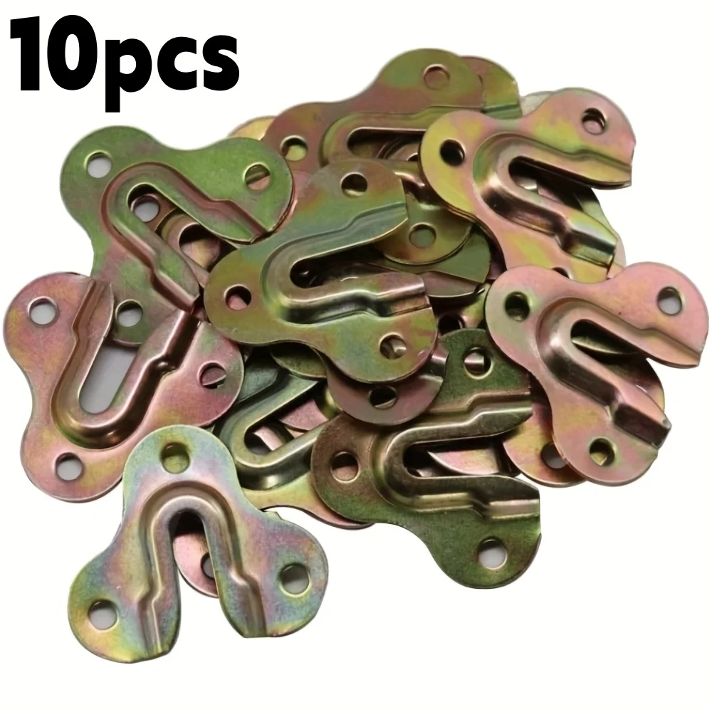 10pcs Picture Frame Hangers Stainless Steel Flush-Mounted Concealed Bracket Interlockings Buckle Hooks Simple Install