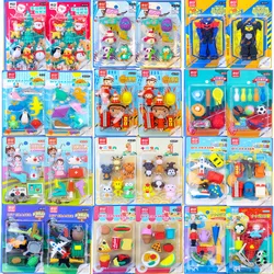 Set di gomme da cancellare per animali da 1 carta regalo tridimensionale con gomma da cancellare assemblata staccabile per cartoni animati