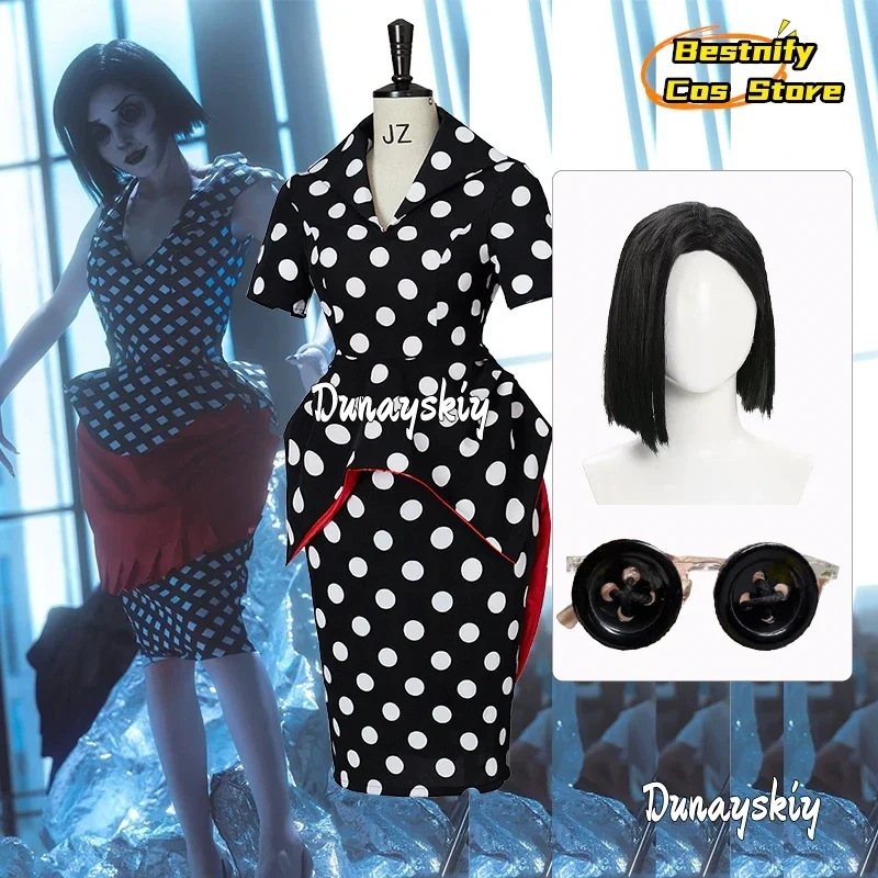 

CosplayCORALINE Mom Cosplay Costume Polka Dot Dress Wig Button Glasses Set Other Mother Role-Playing Uniform 2025 Anime Hallowee