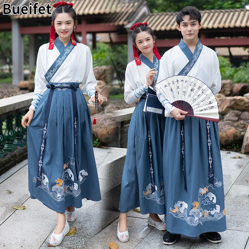 

Women Traditional Hanfu Dress Man Han Dynasty Costume Couple CP Folk Dress Tang Suit Swordsman Gown Robes Kimono Coaplsy Stage