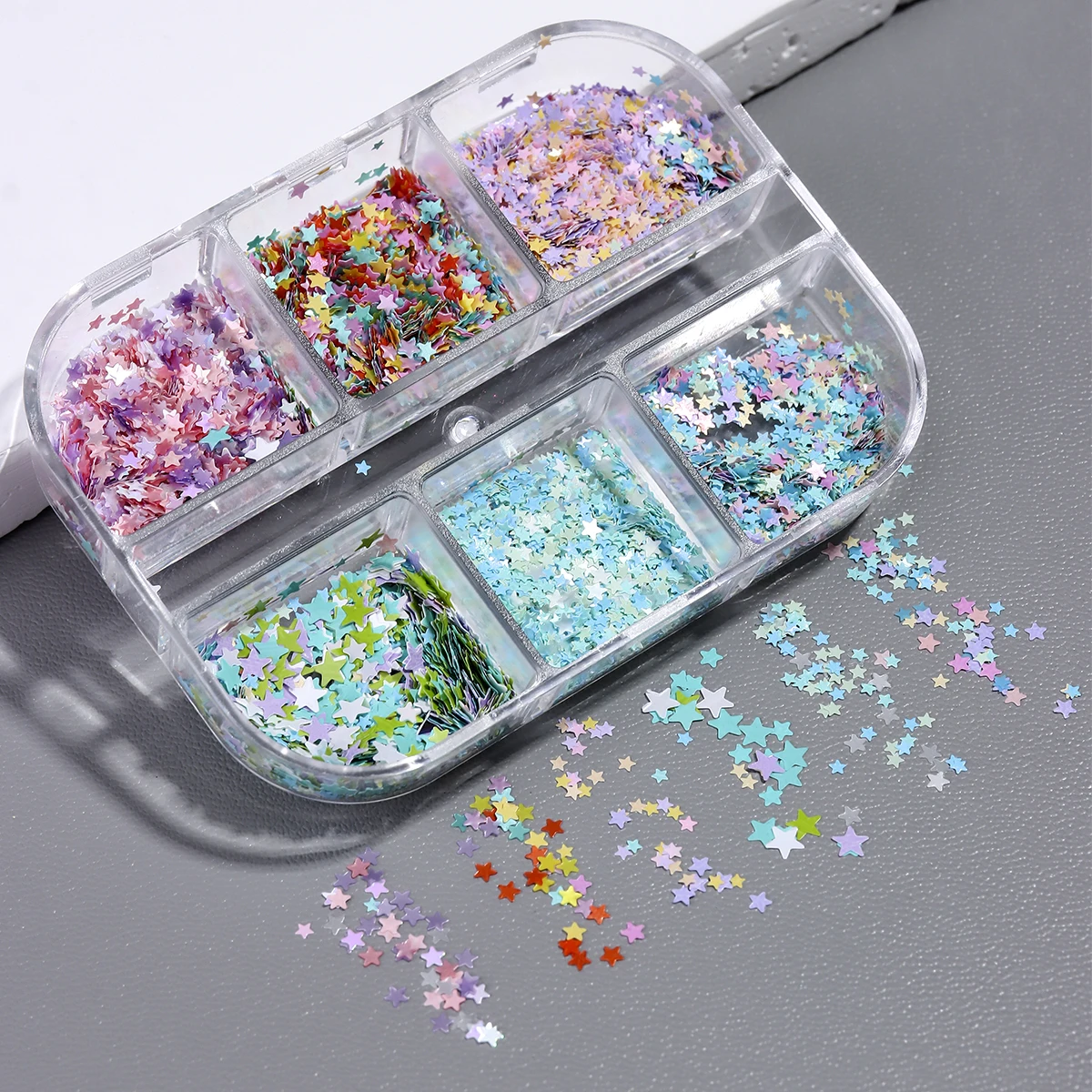 Mehrfarbige Stern-Glitzer-Nagelkunst-Dekorationen, ultradünne Nagelaufkleber, niedliche fünfzackige Stern-Glitzer-ultradünne Nagelaufkleber – Detail 4