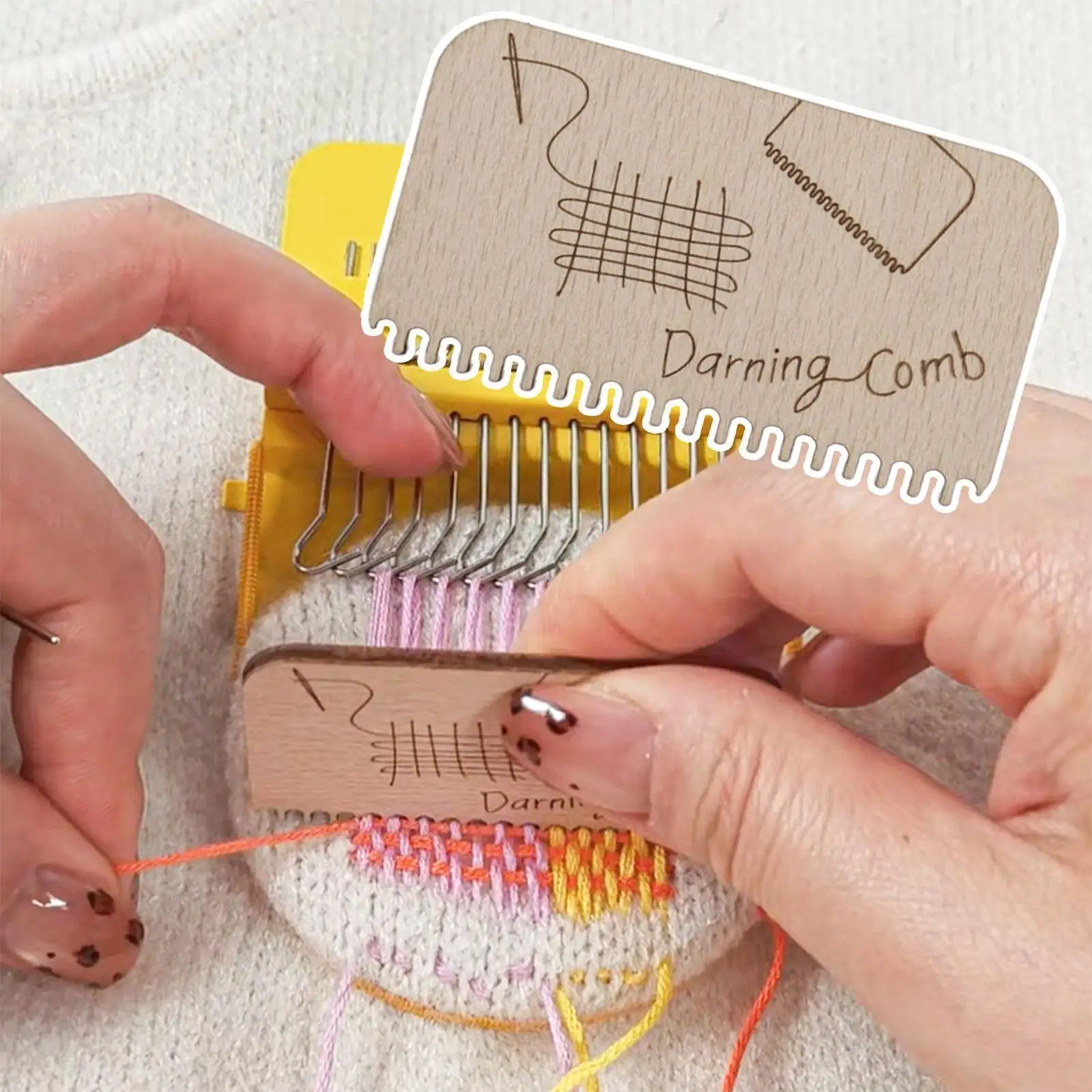 Small Frame Knitting Tools Hand Tapestry Wood Loom Weaving Frame Darning Machine Small Loom For Mending Clothes Knitting