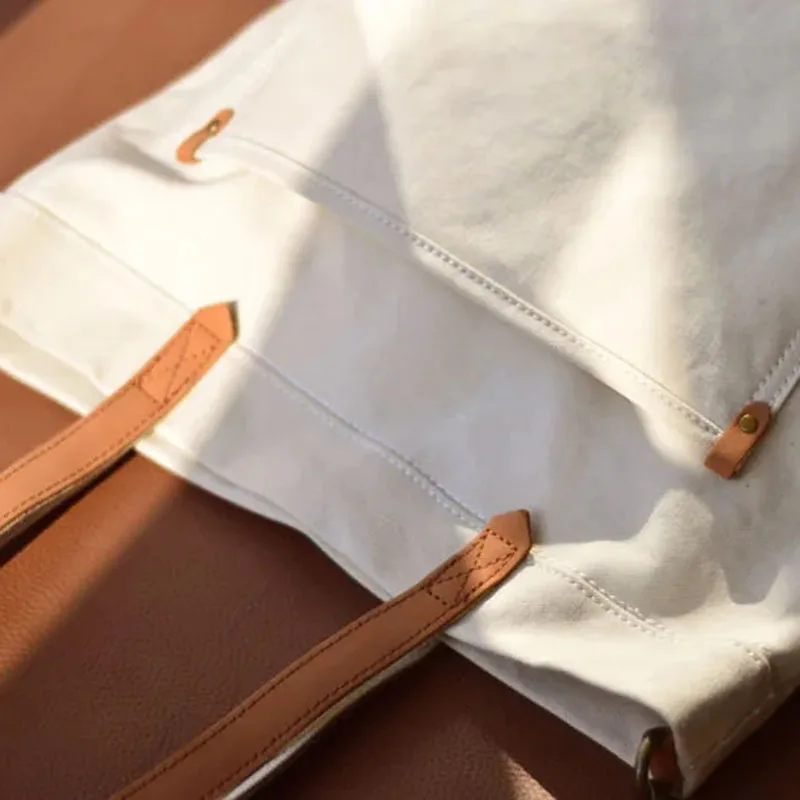 

AETOO Simple artistic canvas handbag Women's large capacity Tote bag Japanese cotton shoulder bag Korean version vertical diagon